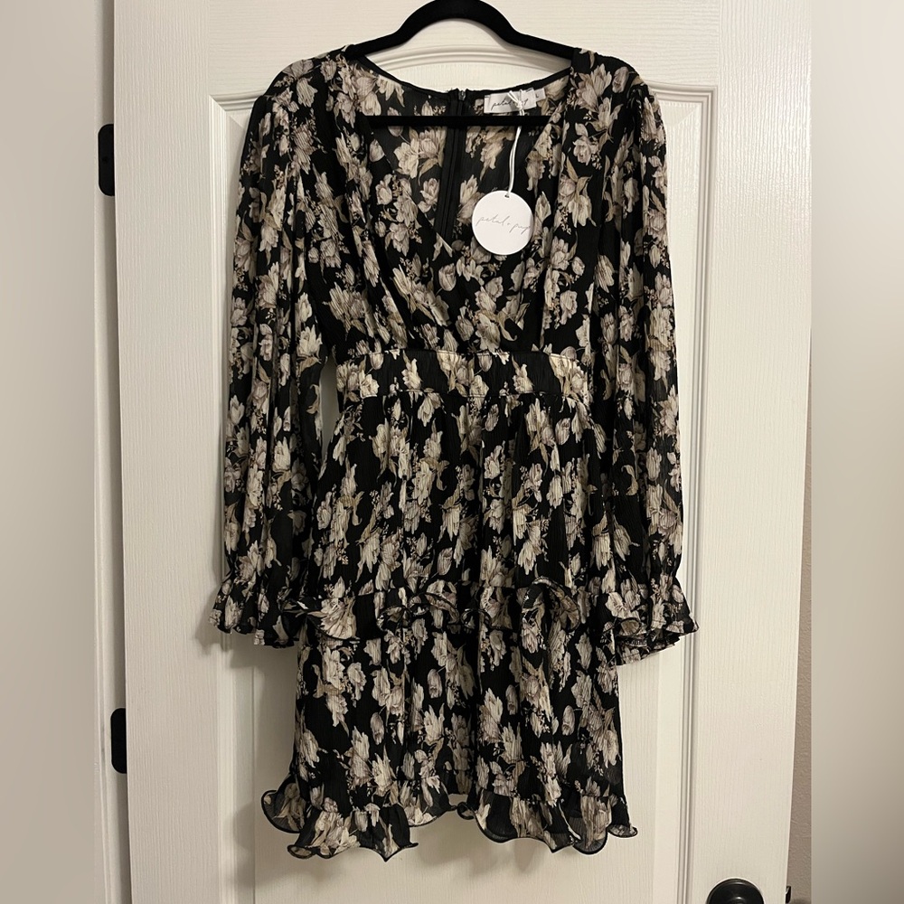 NWT Petal & Pup Adeline Floral Tiered Ruffle Long-Sleeve Feminine Mini Dress - Picture 3 of 12